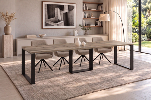 Ausziehbarer Esstisch Borys 130-290 x 80 cm für 4 6 8 10 12 Personen, Eiche Wotan, Kufengestell Schwarz, Bild 1