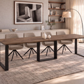 Ausziehbarer Esstisch Borys 130-290 x 80 cm für 4 6 8 10 12 Personen, Eiche Stirling, Kufengestell Schwarz, Bild 1
