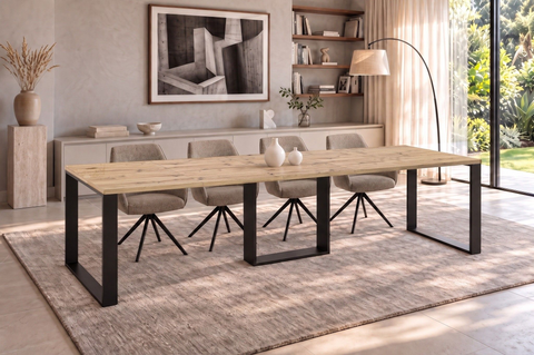 Ausziehbarer Esstisch Borys Bis 130-310 x 90 cm für 4 6 8 10 12 Personen, Eiche Artisan, Kufengestell Schwarz, Bild 1
