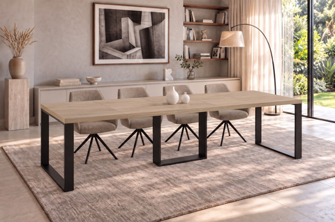 Ausziehbarer Esstisch Borys Bis 130-310 x 90 cm für 4 6 8 10 12 Personen, Eiche Cremona, Kufengestell Schwarz, Bild 1