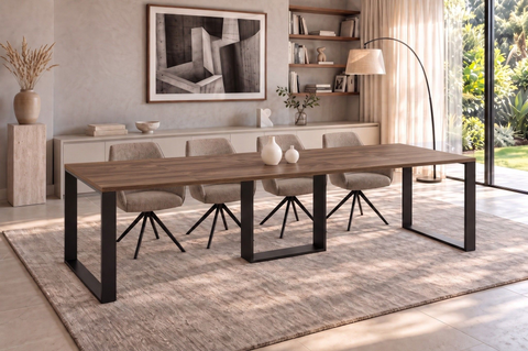Ausziehbarer Esstisch Borys Bis 130-310 x 90 cm für 4 6 8 10 12 Personen, Eiche Stirling, Kufengestell Schwarz, Bild 1