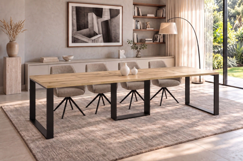 Ausziehbarer Esstisch Borys Bis 130-310 x 90 cm für 4 6 8 10 12 Personen, Eiche Evoke, Kufengestell Schwarz, Bild 1