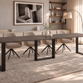 Ausziehbarer Esstisch Borys Max 130-330 x 85 cm für 4 6 8 10 12 14 Personen, Beton Dunkel, Kufengestell Schwarz, Bild 1