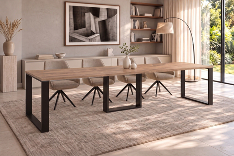 Ausziehbarer Esstisch Borys Max 130-330 x 85 cm für 4 6 8 10 12 14 Personen, Eiche Craft Gold, Kufengestell Schwarz, Bild 1