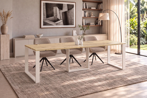 Ausziehbarer Esstisch Borys 130-210 x 80 cm für 4 6 8 Personen, Eiche Artisan, Kufengestell Weiß matt, Bild 1