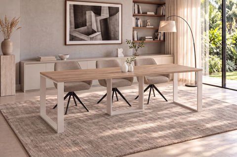 Ausziehbarer Esstisch Borys 130-210 x 80 cm für 4 6 8 Personen, Eiche Craft Gold, Kufengestell Weiß matt, Bild 1