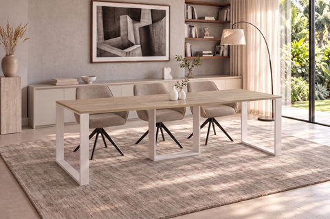 Ausziehbarer Esstisch Borys 130-210 x 80 cm für 4 6 8 Personen, Eiche Cremona, Kufengestell Weiß matt, Bild 1