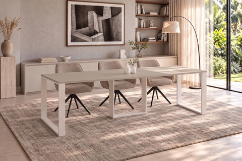 Ausziehbarer Esstisch Borys 130-210 x 80 cm für 4 6 8 Personen, Kaschmir, Kufengestell Weiß matt, Bild 1
