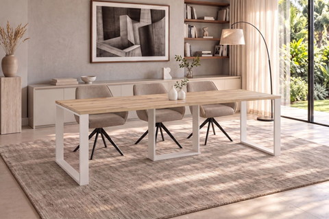 Ausziehbarer Esstisch Borys 130-210 x 80 cm für 4 6 8 Personen, Eiche Evoke, Kufengestell Weiß matt, Bild 1