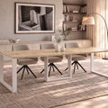 Ausziehbarer Esstisch Borys Max 130-250 x 85 cm für 4 6 8 10 Personen, Eiche Artisan, Kufengestell Weiß matt, Bild 1