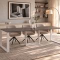 Ausziehbarer Esstisch Borys 130-250 x 80 cm für 4 6 8 10 Personen, Beton Dunkel, Kufengestell Weiß matt, Bild 1