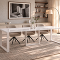 Ausziehbarer Esstisch Borys Max 130-250 x 85 cm für 4 6 8 10 Personen, Weiß Hochglanz, Kufengestell Weiß matt, Bild 1