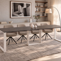 Ausziehbarer Esstisch Borys 130-290 x 80 cm für 4 6 8 10 12 Personen, Beton Dunkel, Kufengestell Weiß matt, Bild 1