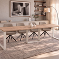 Ausziehbarer Esstisch Borys 130-290 x 80 cm für 4 6 8 10 12 Personen, Eiche Craft Gold, Kufengestell Weiß matt, Bild 1