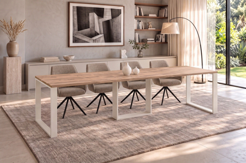 Ausziehbarer Esstisch Borys 130-290 x 80 cm für 4 6 8 10 12 Personen, Eiche Craft Gold, Kufengestell Weiß matt, Bild 1
