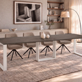 Ausziehbarer Esstisch Borys Bis 130-310 x 90 cm für 4 6 8 10 12 Personen, Beton Dunkel, Kufengestell Weiß matt, Bild 1