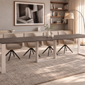 Ausziehbarer Esstisch Borys 130-330 x 80 cm für 4 6 8 10 12 14 Personen, Beton Dunkel, Kufengestell Weiß matt, Bild 1