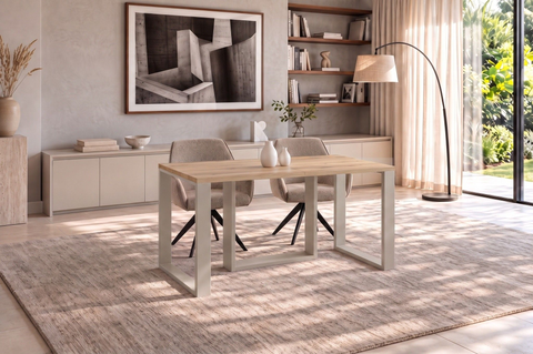 Ausziehbarer Esstisch Borys 130-210 x 80 cm für 4 6 8 Personen, Eiche Evoke, Kufengestell Kaschmir matt, Bild 2