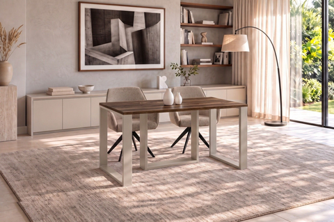 Ausziehbarer Esstisch Borys 130-210 x 80 cm für 4 6 8 Personen, Eiche Stirling, Kufengestell Kaschmir matt, Bild 2