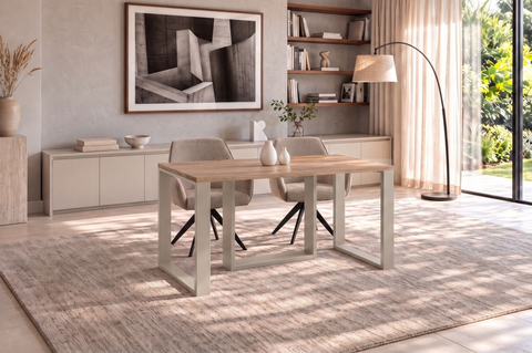 Ausziehbarer Esstisch Borys 130-330 x 80 cm für 4 6 8 10 12 14 Personen, Eiche Craft Gold, Kufengestell Kaschmir matt, Bild 2