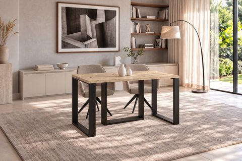 Ausziehbarer Esstisch Borys 130-210 x 80 cm für 4 6 8 Personen, Eiche Artisan, Kufengestell Schwarz, Bild 2