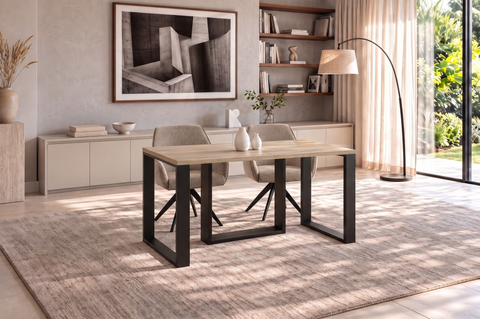 Ausziehbarer Esstisch Borys 130-290 x 80 cm für 4 6 8 10 12 Personen, Eiche Cremona, Kufengestell Schwarz, Bild 2