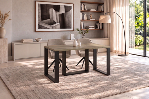 Ausziehbarer Esstisch Borys 130-210 x 80 cm für 4 6 8 Personen, Eiche Wotan, Kufengestell Schwarz, Bild 2