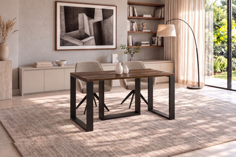 Ausziehbarer Esstisch Borys 130-210 x 80 cm für 4 6 8 Personen, Eiche Stirling, Kufengestell Schwarz, Bild 2
