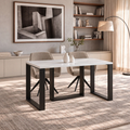 Ausziehbarer Esstisch Borys Max 130-330 x 85 cm für 4 6 8 10 12 14 Personen, Weiß Hochglanz, Kufengestell Schwarz, Bild 2