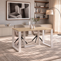 Ausziehbarer Esstisch Borys 130-290 x 80 cm für 4 6 8 10 12 Personen, Eiche Artisan, Kufengestell Weiß matt, Bild 2