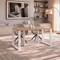 Ausziehbarer Esstisch Borys 130-210 x 80 cm für 4 6 8 Personen, Eiche Craft Gold, Kufengestell Weiß matt, Bild 2