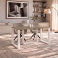 Ausziehbarer Esstisch Borys 130-330 x 80 cm für 4 6 8 10 12 14 Personen, Eiche Wotan, Kufengestell Weiß matt, Bild 2