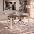 Ausziehbarer Esstisch Borys Max 130-250 x 85 cm für 4 6 8 10 Personen, Eiche Stirling, Kufengestell Weiß matt, Bild 2