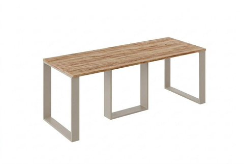 Ausziehbarer Esstisch Borys 130-210 x 80 cm für 4 6 8 Personen, Eiche Craft Gold, Kufengestell Kaschmir matt, Bild 3