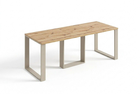 Ausziehbarer Esstisch Borys 130-210 x 80 cm für 4 6 8 Personen, Eiche Artisan, Kufengestell Kaschmir matt, Bild 3