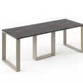 Ausziehbarer Esstisch Borys 130-210 x 80 cm für 4 6 8 Personen, Beton Dunkel, Kufengestell Kaschmir matt, Bild 3