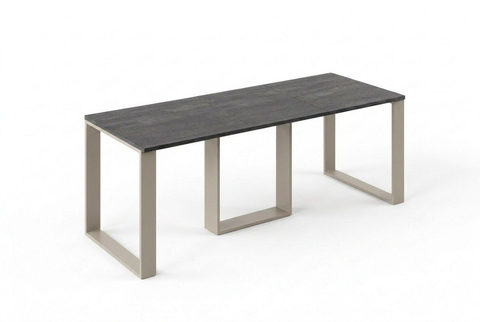 Ausziehbarer Esstisch Borys 130-210 x 80 cm für 4 6 8 Personen, Beton Dunkel, Kufengestell Kaschmir matt, Bild 3