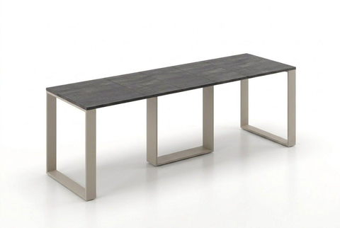 Ausziehbarer Esstisch Borys 130-250 x 80 cm für 4 6 8 10 Personen, Beton Dunkel, Kufengestell Kaschmir matt, Bild 3