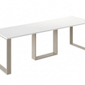 Ausziehbarer Esstisch Borys 130-250 x 80 cm für 4 6 8 10 Personen, Weiß Hochglanz, Kufengestell Kaschmir matt, Bild 3