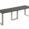 Ausziehbarer Esstisch Borys 130-290 x 80 cm für 4 6 8 10 12 Personen, Beton Dunkel, Kufengestell Kaschmir matt, Bild 3