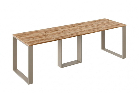 Ausziehbarer Esstisch Borys 130-290 x 80 cm für 4 6 8 10 12 Personen, Eiche Craft Gold, Kufengestell Kaschmir matt, Bild 3