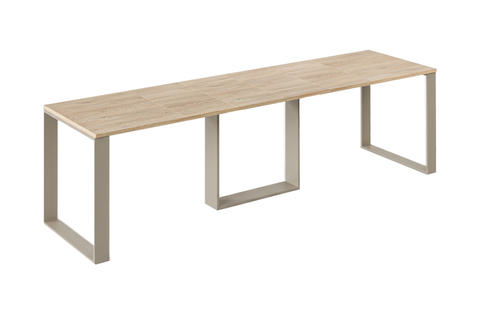 Ausziehbarer Esstisch Borys 130-290 x 80 cm für 4 6 8 10 12 Personen, Eiche Cremona, Kufengestell Kaschmir matt, Bild 3