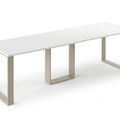 Ausziehbarer Esstisch Borys 130-290 x 80 cm für 4 6 8 10 12 Personen, Weiß Hochglanz, Kufengestell Kaschmir matt, Bild 3