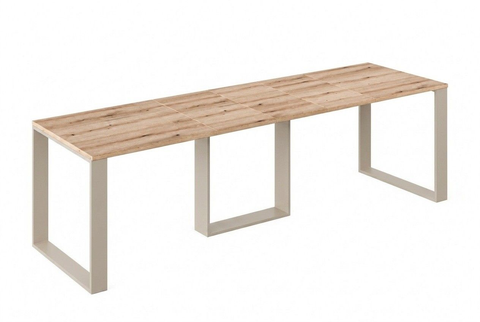 Ausziehbarer Esstisch Borys 130-290 x 80 cm für 4 6 8 10 12 Personen, Eiche Evoke, Kufengestell Kaschmir matt, Bild 3