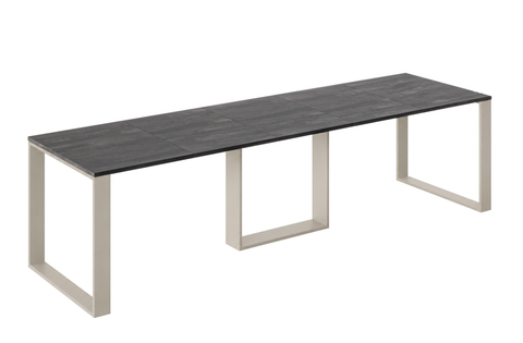 Ausziehbarer Esstisch Borys Bis 130-310 x 90 cm für 4 6 8 10 12 Personen, Beton Dunkel, Kufengestell Kaschmir matt, Bild 3