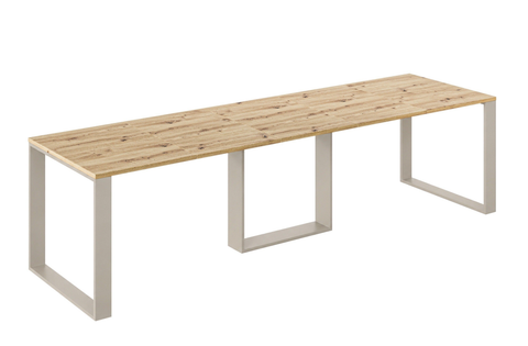 Ausziehbarer Esstisch Borys Bis 130-310 x 90 cm für 4 6 8 10 12 Personen, Eiche Artisan, Kufengestell Kaschmir matt, Bild 3