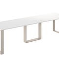 Ausziehbarer Esstisch Borys Bis 130-310 x 90 cm für 4 6 8 10 12 Personen, Weiß Hochglanz, Kufengestell Kaschmir matt, Bild 3