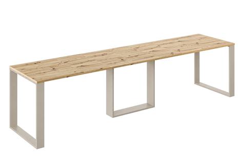 Ausziehbarer Esstisch Borys 130-330 x 80 cm für 4 6 8 10 12 14 Personen, Eiche Artisan, Kufengestell Kaschmir matt, Bild 3