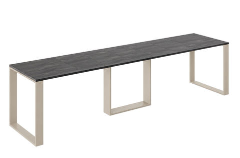 Ausziehbarer Esstisch Borys 130-330 x 80 cm für 4 6 8 10 12 14 Personen, Beton Dunkel, Kufengestell Kaschmir matt, Bild 3
