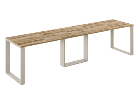 Ausziehbarer Esstisch Borys 130-330 x 80 cm für 4 6 8 10 12 14 Personen, Eiche Wotan, Kufengestell Kaschmir matt, Bild 3
